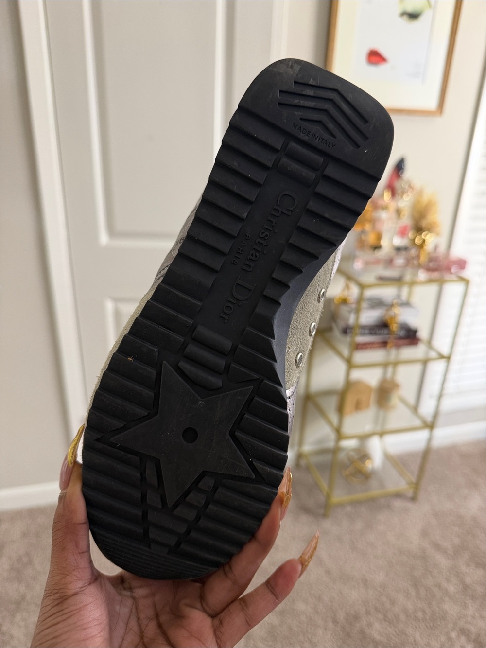 Dior Metallic Gray and Cream Women's Sneaker like NEW ! - Picture 2 of 7